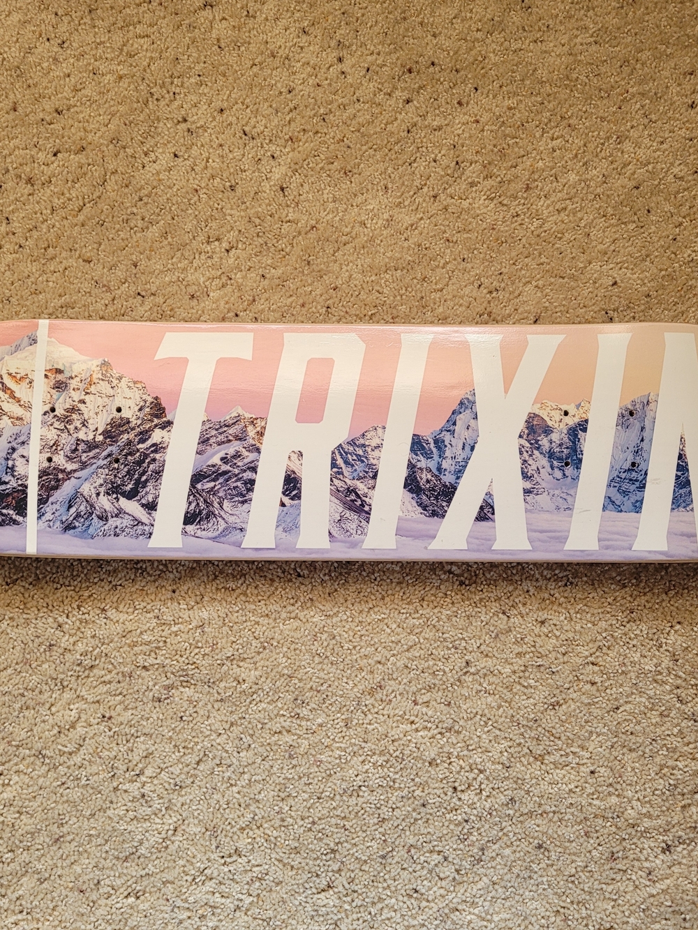 Trixin - Mountain Landscape Skate Board Deck, Pink and Purple